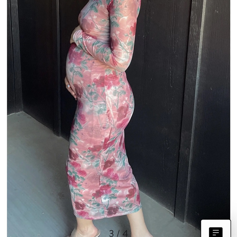 Pinkblush Rose and Sage Long Sleeve Dress - Picture 3 of 3